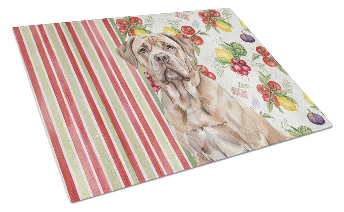 Picture of Carolines Treasures WDK8212LCB 11.25 x 15.25 in. Isabella Dogue De Bordeaux Vegetables Glass Cutting Board