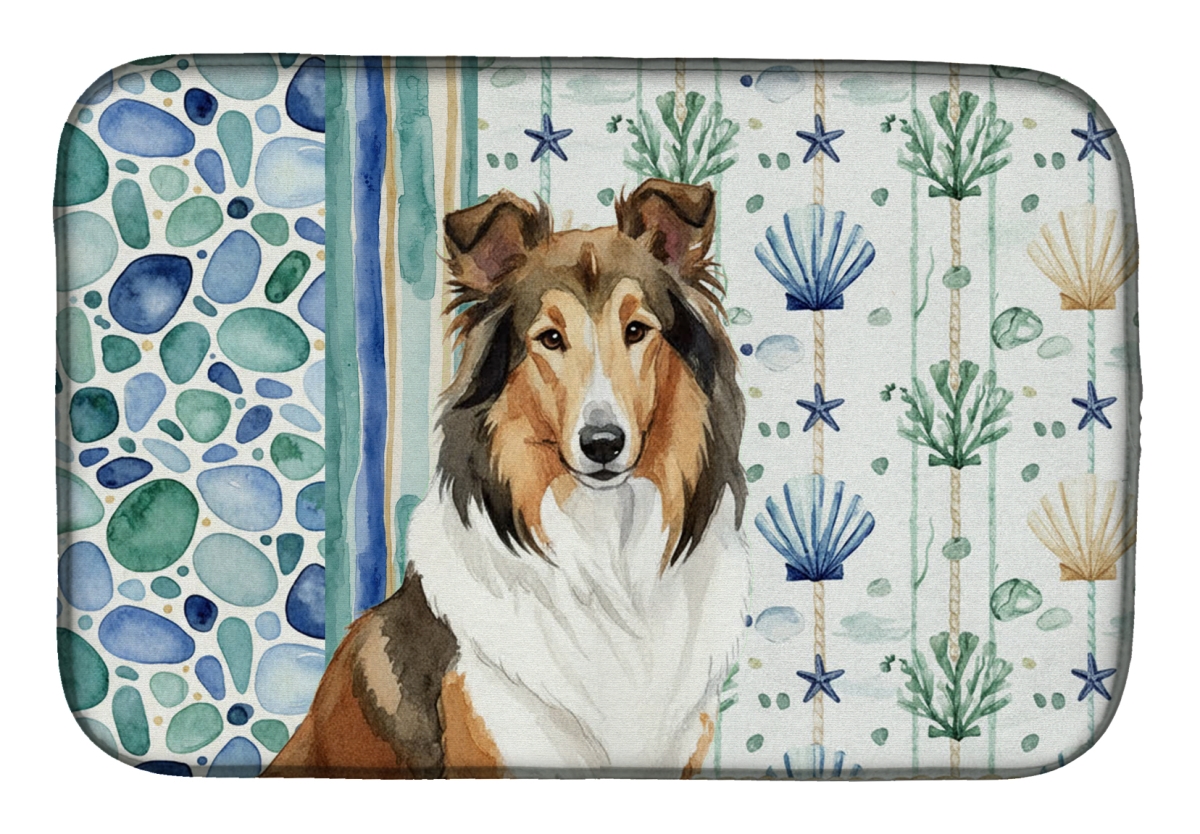 Picture of Carolines Treasures WDK6986DDM 21 x 14 in. Sable Collie Coastal Sea Glass Dish Drying Mat