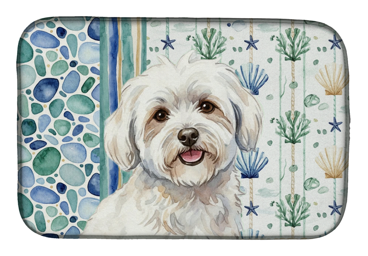 Picture of Carolines Treasures WDK6989DDM 21 x 14 in. Coton De Tulear Coastal Sea Glass Dish Drying Mat