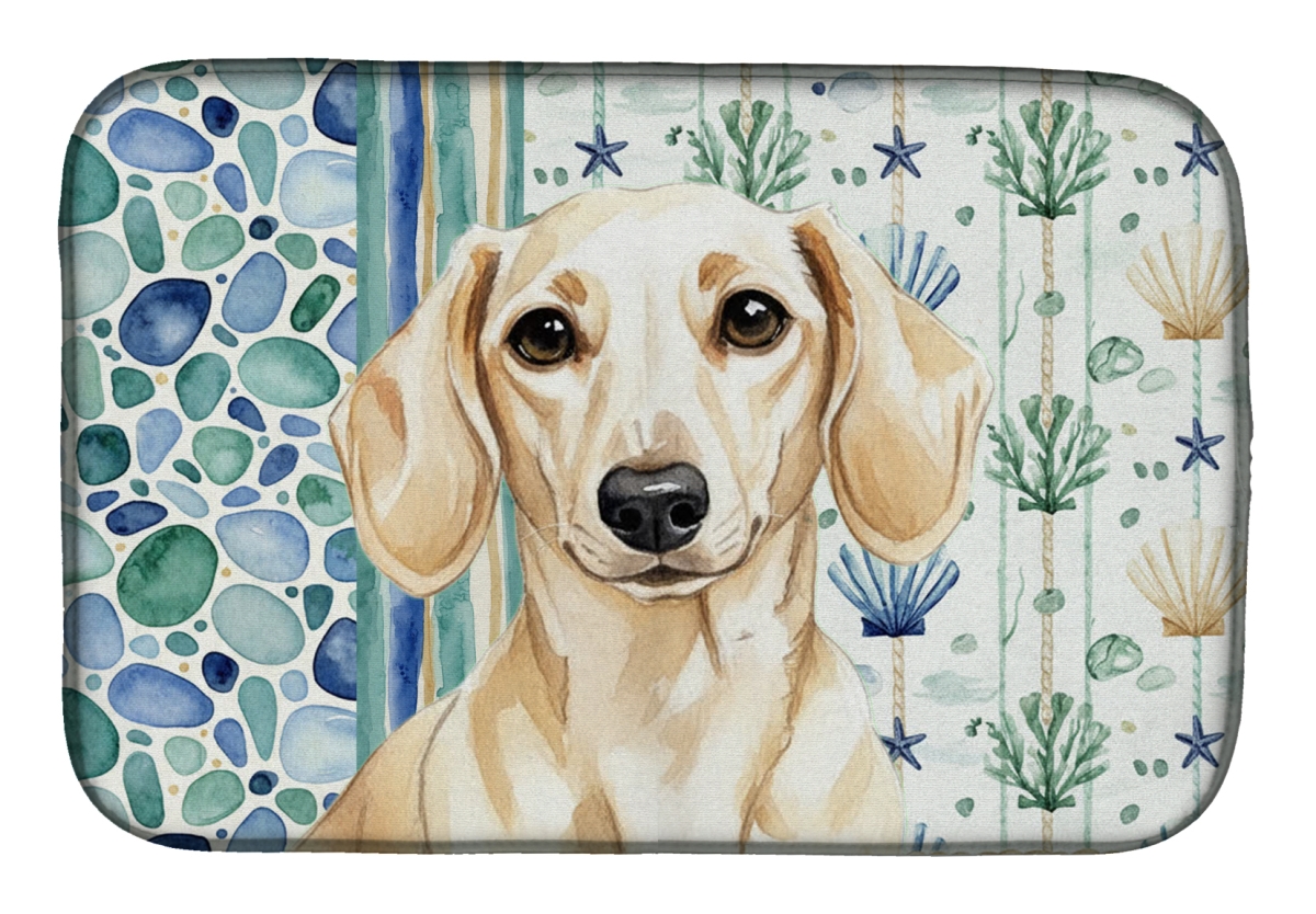 Picture of Carolines Treasures WDK6993DDM 21 x 14 in. Cream Dachshund Coastal Sea Glass Dish Drying Mat