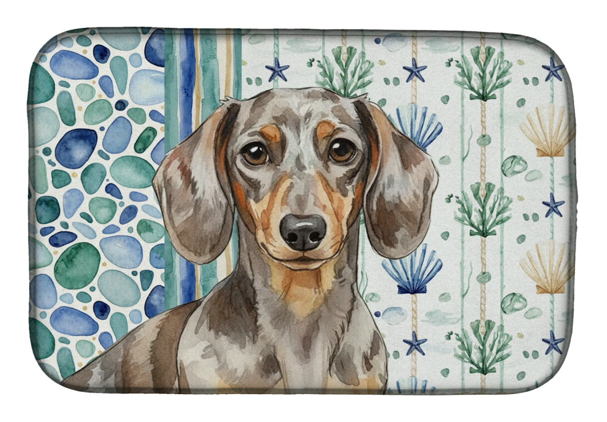 Picture of Carolines Treasures WDK6994DDM 21 x 14 in. Dapple Dachshund Coastal Sea Glass Dish Drying Mat