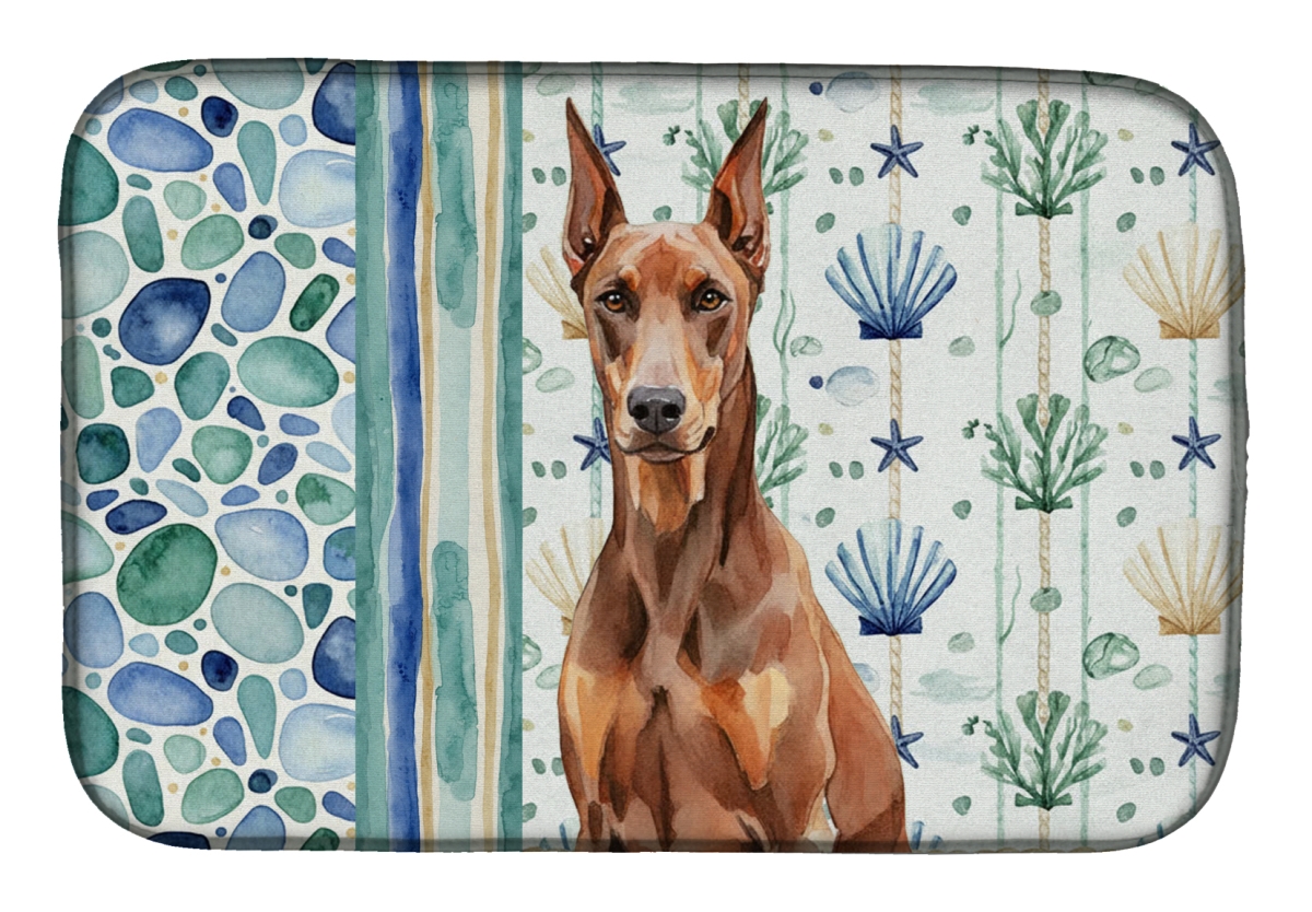 Picture of Carolines Treasures WDK7009DDM 21 x 14 in. Red Doberman Pinscher Coastal Sea Glass Dish Drying Mat
