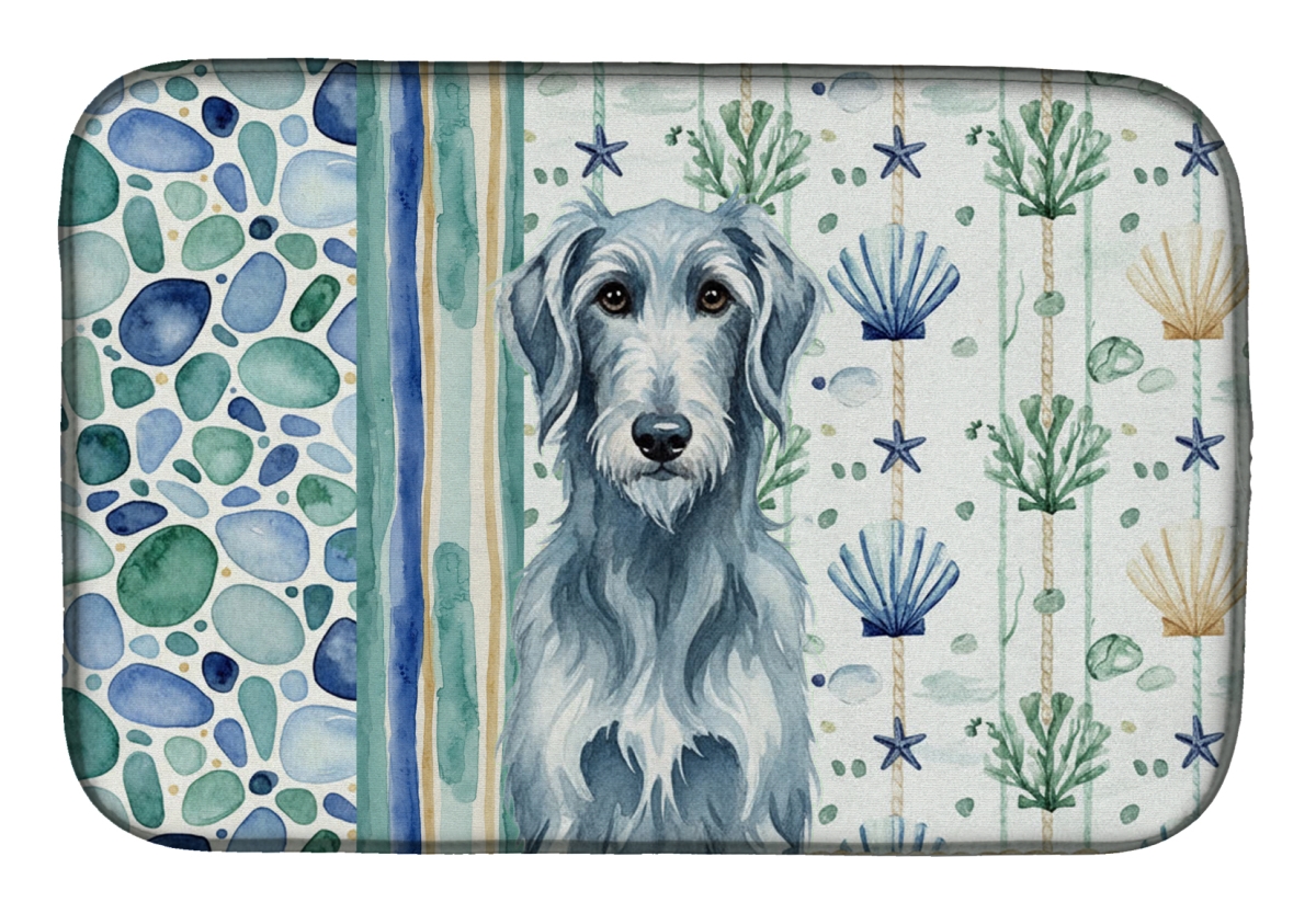 Picture of Carolines Treasures WDK7202DDM 21 x 14 in. Blue-Gray Scottish Deerhound Coastal Sea Glass Dish Drying Mat