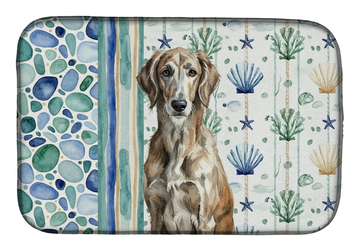 Picture of Carolines Treasures WDK7203DDM 21 x 14 in. Brindle Scottish Deerhound Coastal Sea Glass Dish Drying Mat