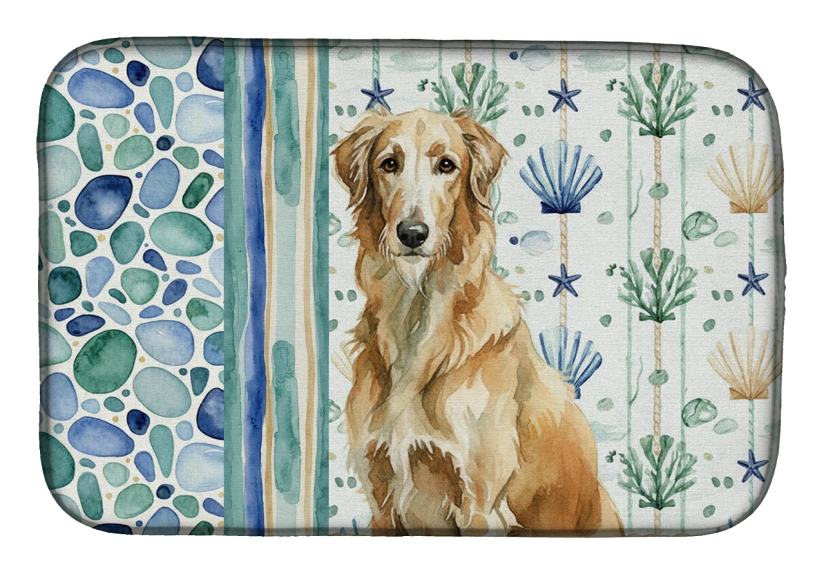 Picture of Carolines Treasures WDK7204DDM 21 x 14 in. Wheaten Scottish Deerhound Coastal Sea Glass Dish Drying Mat