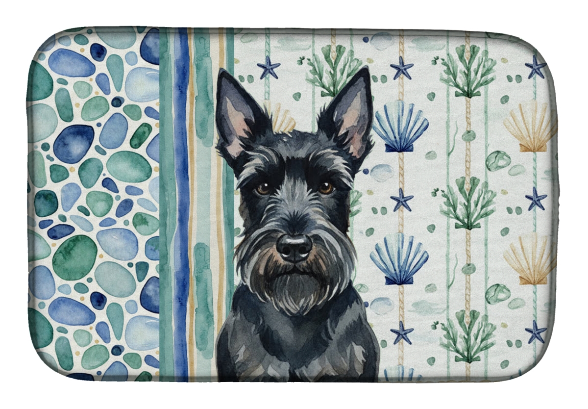 Picture of Carolines Treasures WDK7205DDM 21 x 14 in. Scottish Terrier Coastal Sea Glass Dish Drying Mat