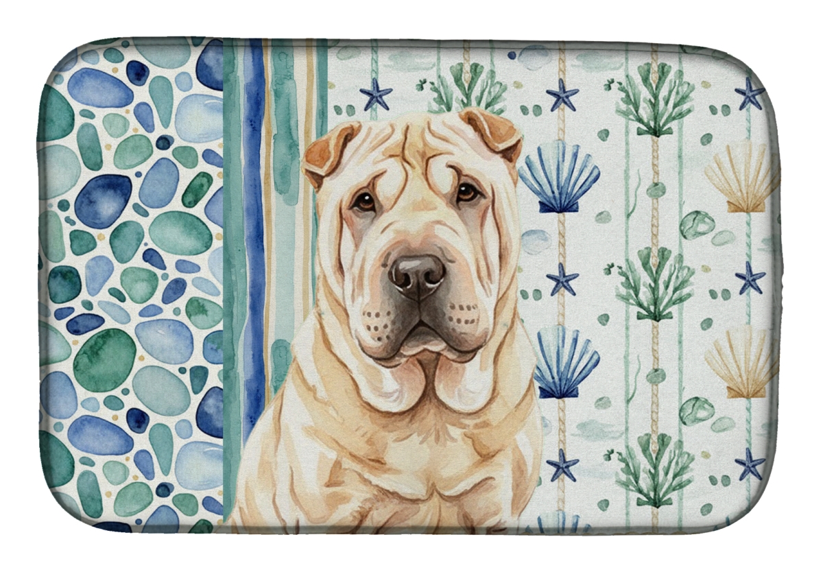 Picture of Carolines Treasures WDK7208DDM 21 x 14 in. Shar Pei Coastal Sea Glass Dish Drying Mat