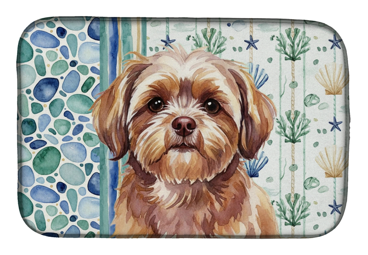 Picture of Carolines Treasures WDK7219DDM 21 x 14 in. Liver Shih Tzu Coastal Sea Glass Dish Drying Mat