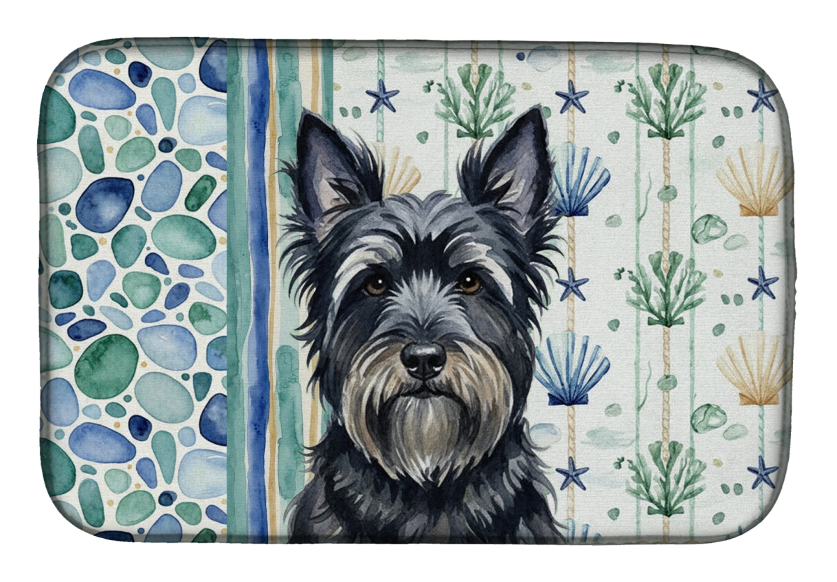 Picture of Carolines Treasures WDK7223DDM 21 x 14 in. Black Skye Terrier Coastal Sea Glass Dish Drying Mat