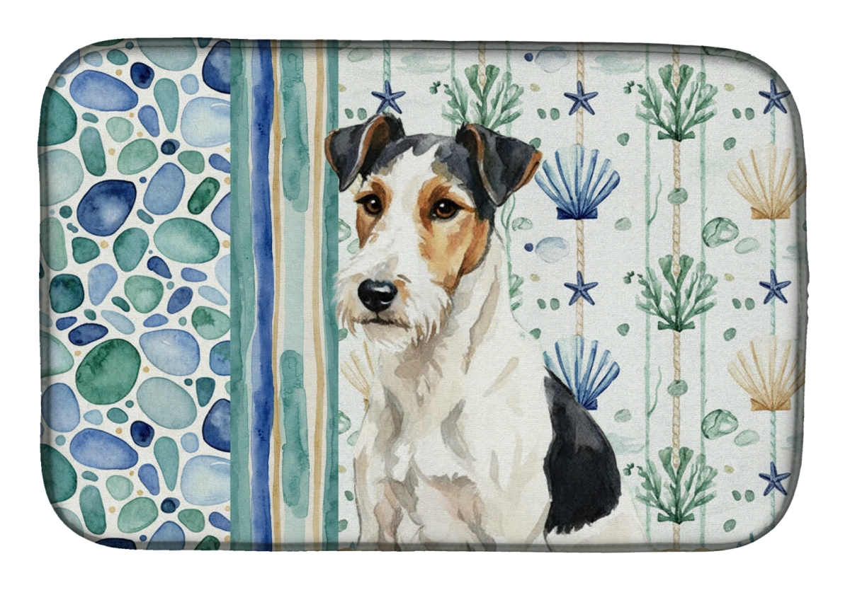 Picture of Carolines Treasures WDK7225DDM 21 x 14 in. Smooth Fox Terrier Coastal Sea Glass Dish Drying Mat