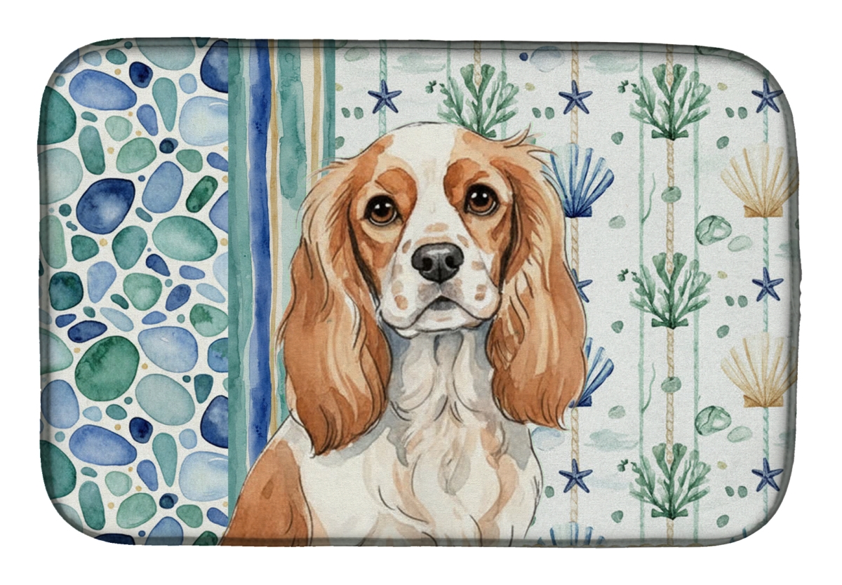 Picture of Carolines Treasures WDK6963DDM 21 x 14 in. Blenheim Cavalier Spaniel Coastal Sea Glass Dish Drying Mat