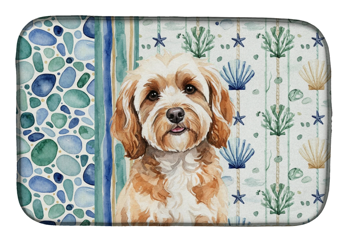Picture of Carolines Treasures WDK6966DDM 21 x 14 in. Cavapoo Coastal Sea Glass Dish Drying Mat