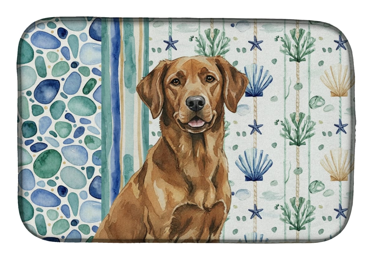 Picture of Carolines Treasures WDK6967DDM 21 x 14 in. Chesapeake Bay Retriever Coastal Sea Glass Dish Drying Mat
