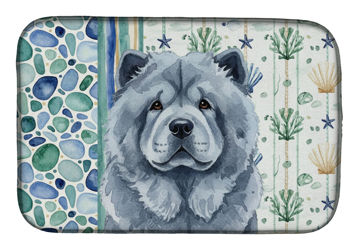 Picture of Carolines Treasures WDK6978DDM 21 x 14 in. Blue Chow Chow Coastal Sea Glass Dish Drying Mat
