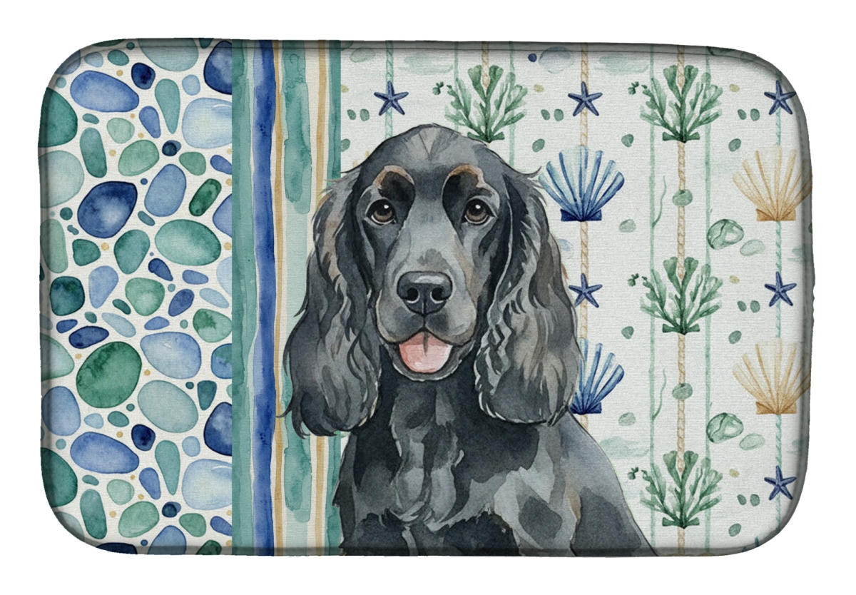 Picture of Carolines Treasures WDK6981DDM 21 x 14 in. Black Cocker Spaniel Coastal Sea Glass Dish Drying Mat