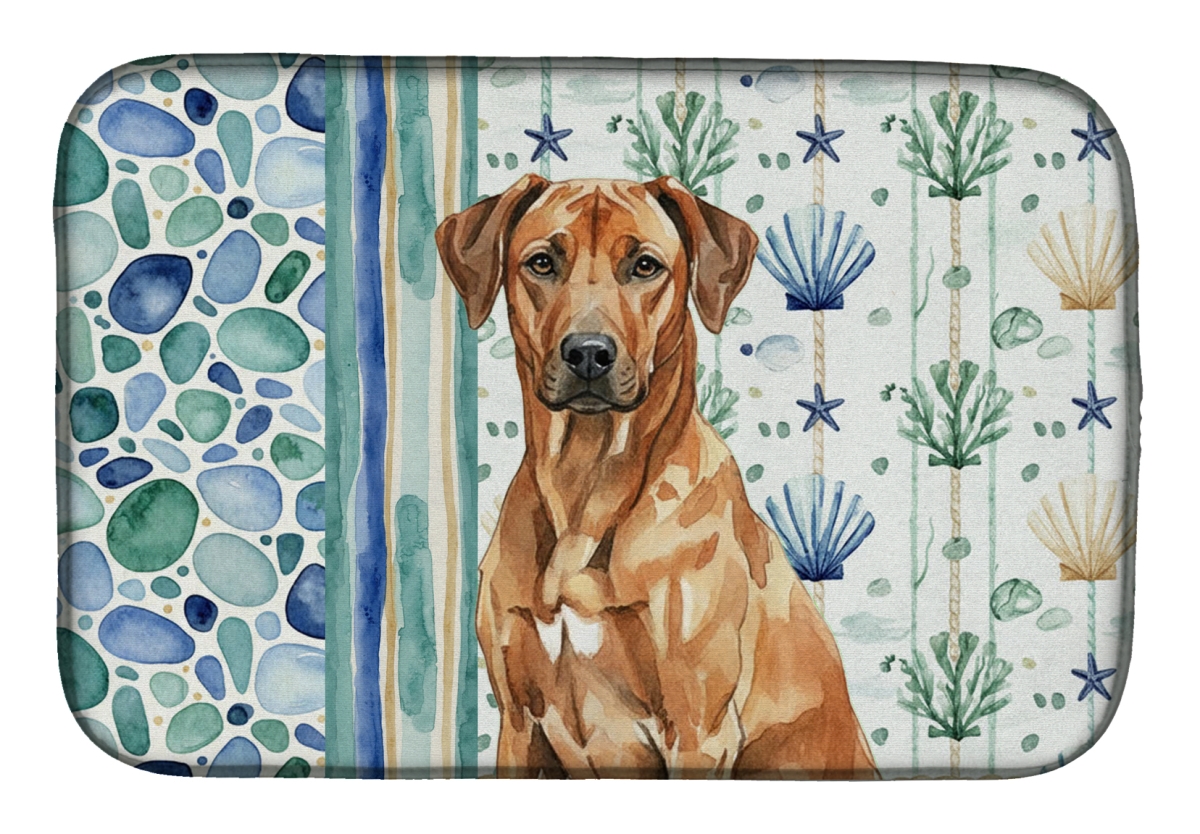 Picture of Carolines Treasures WDK7186DDM 21 x 14 in. Rhodesian Ridgeback Coastal Sea Glass Dish Drying Mat