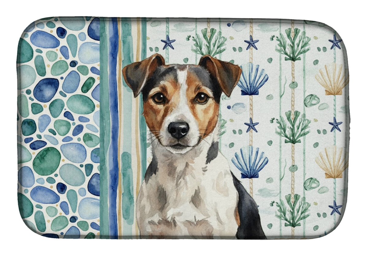 Picture of Carolines Treasures WDK7188DDM 21 x 14 in. Tricolor Russell Terrier Coastal Sea Glass Dish Drying Mat