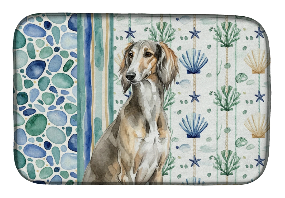 Picture of Carolines Treasures WDK7196DDM 21 x 14 in. Grizzle Saluki Coastal Sea Glass Dish Drying Mat