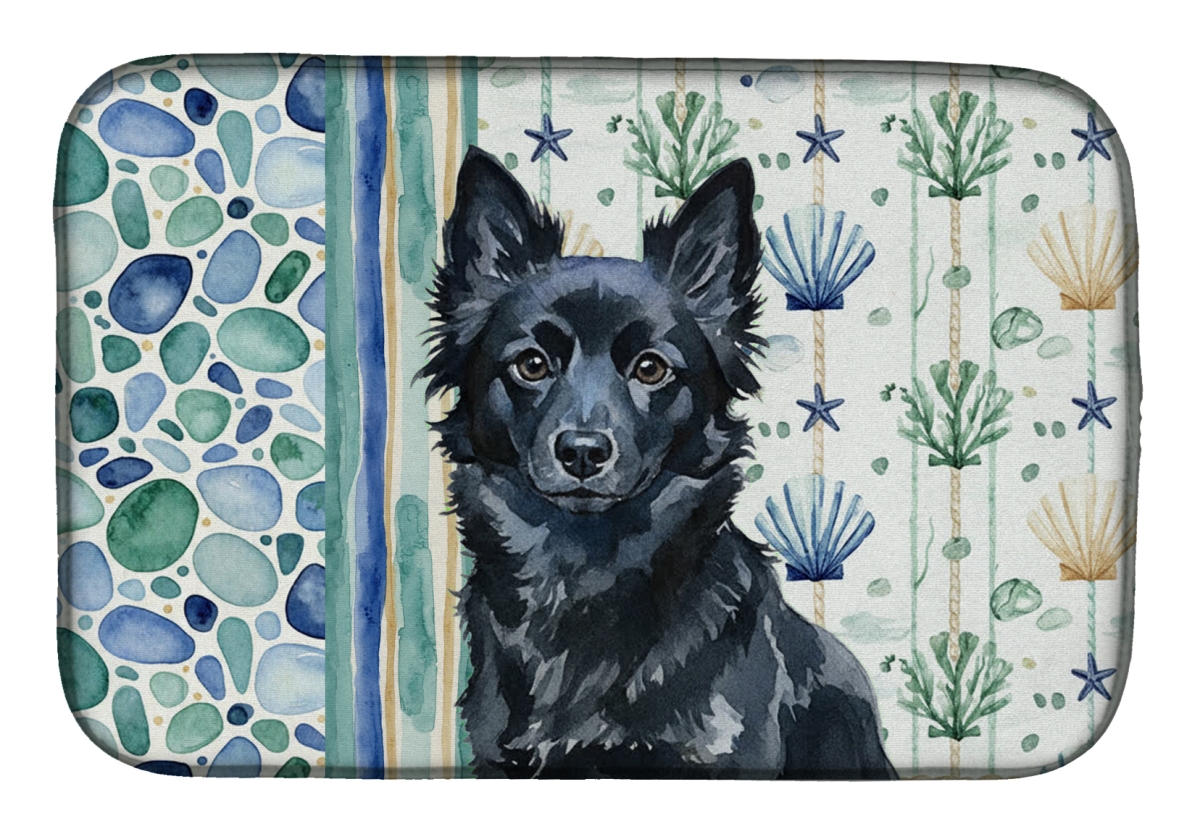 Picture of Carolines Treasures WDK7200DDM 21 x 14 in. Schipperke Coastal Sea Glass Dish Drying Mat