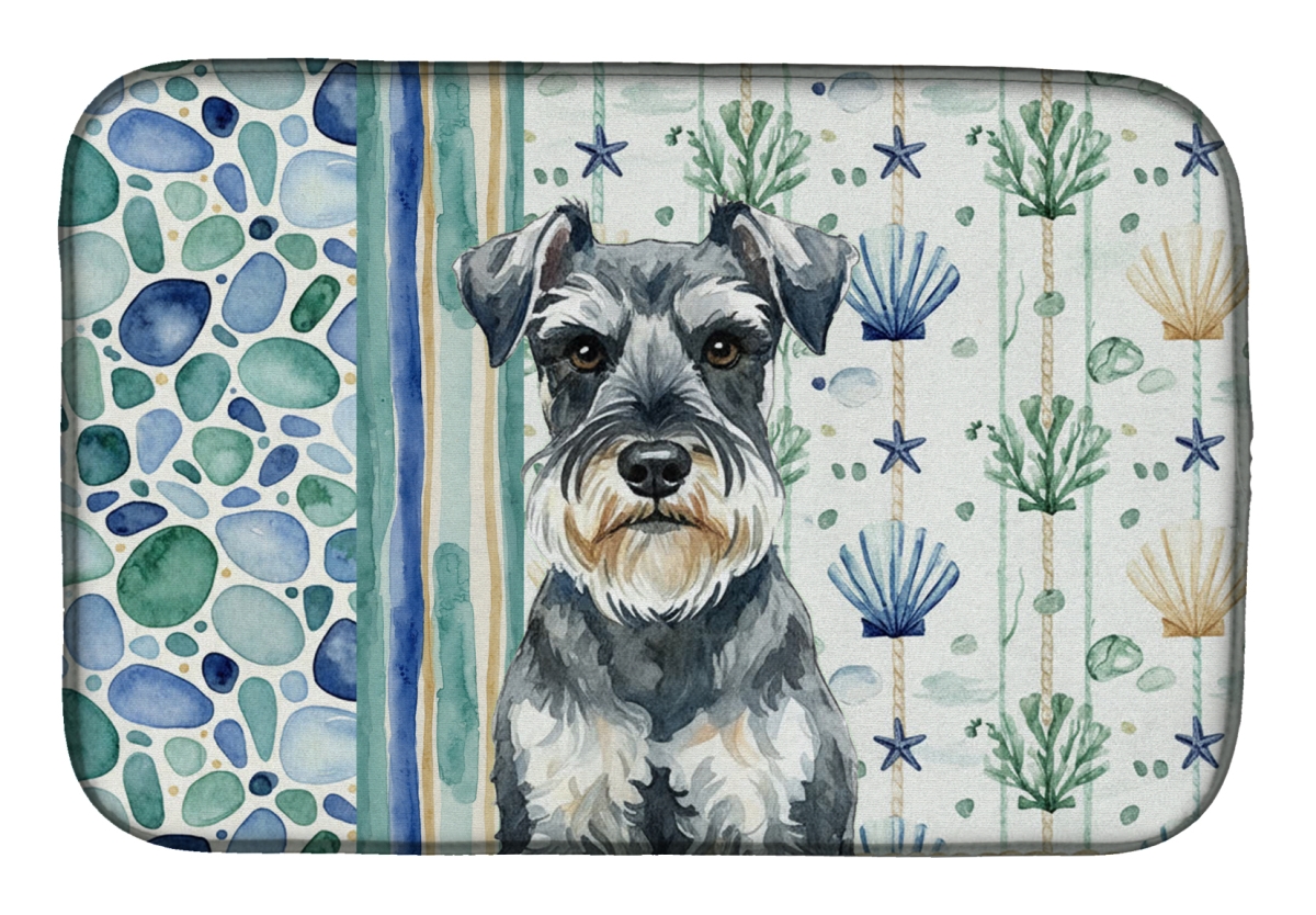 Picture of Carolines Treasures WDK7201DDM 21 x 14 in. Schnauzer Coastal Sea Glass Dish Drying Mat