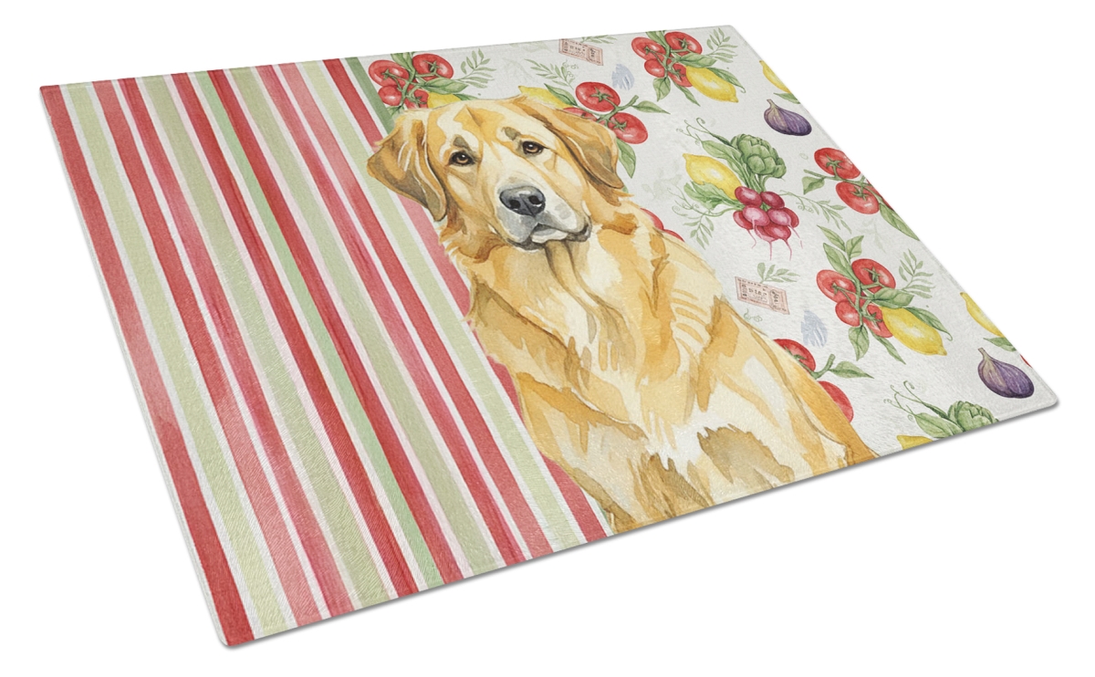 Picture of Carolines Treasures WDK8298LCB 11.25 x 15.25 in. Lion Yellow Leonberger Vegetables Glass Cutting Board