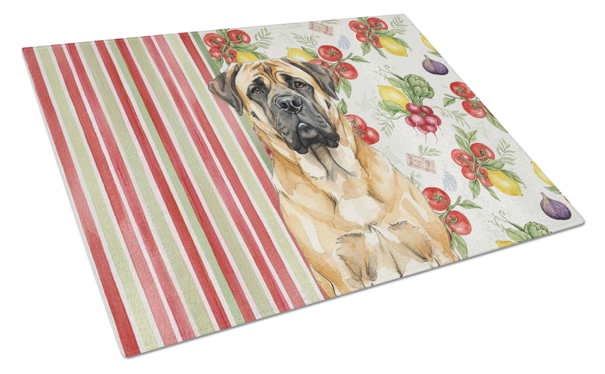 Picture of Carolines Treasures WDK8310LCB 11.25 x 15.25 in. Fawn Mastiff Vegetables Glass Cutting Board