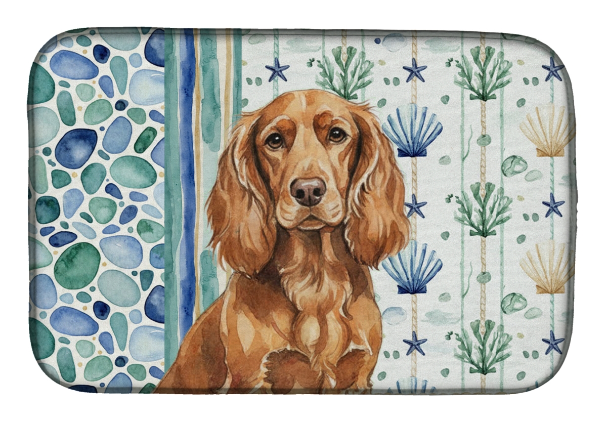 Picture of Carolines Treasures WDK6938DDM 21 x 14 in. Boykin Spaniel Coastal Sea Glass Dish Drying Mat