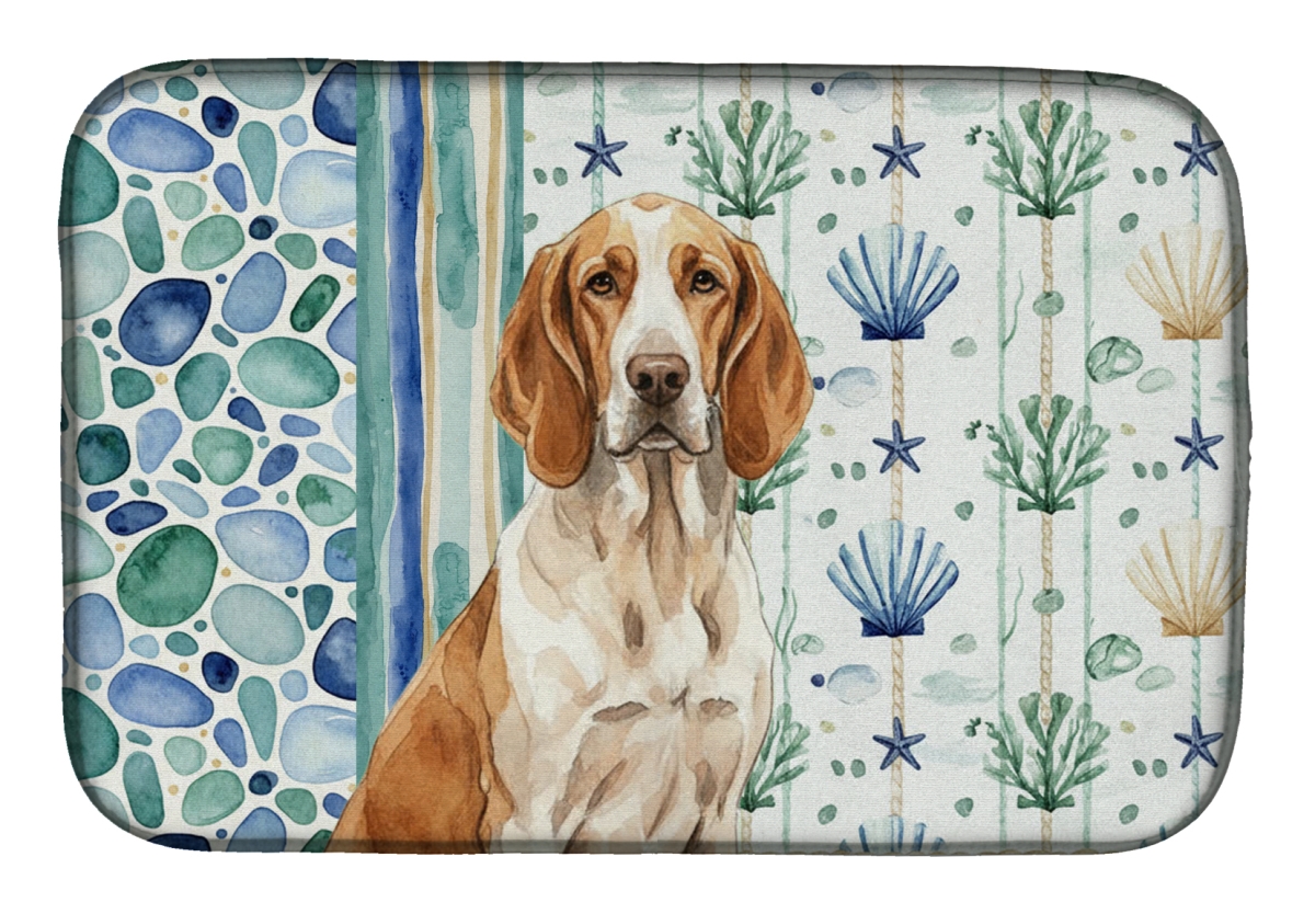 Picture of Carolines Treasures WDK6939DDM 21 x 14 in. Bracco Italiano Coastal Sea Glass Dish Drying Mat