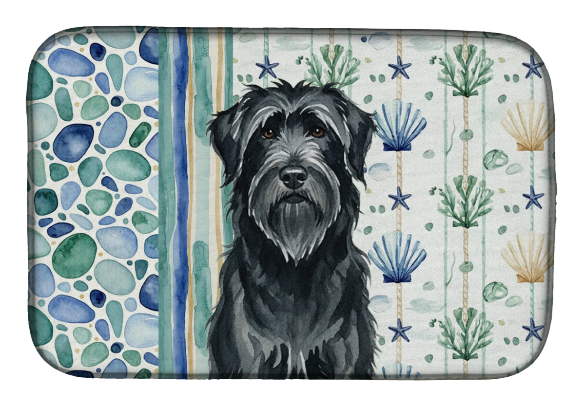 Picture of Carolines Treasures WDK6940DDM 21 x 14 in. Black Briard Coastal Sea Glass Dish Drying Mat