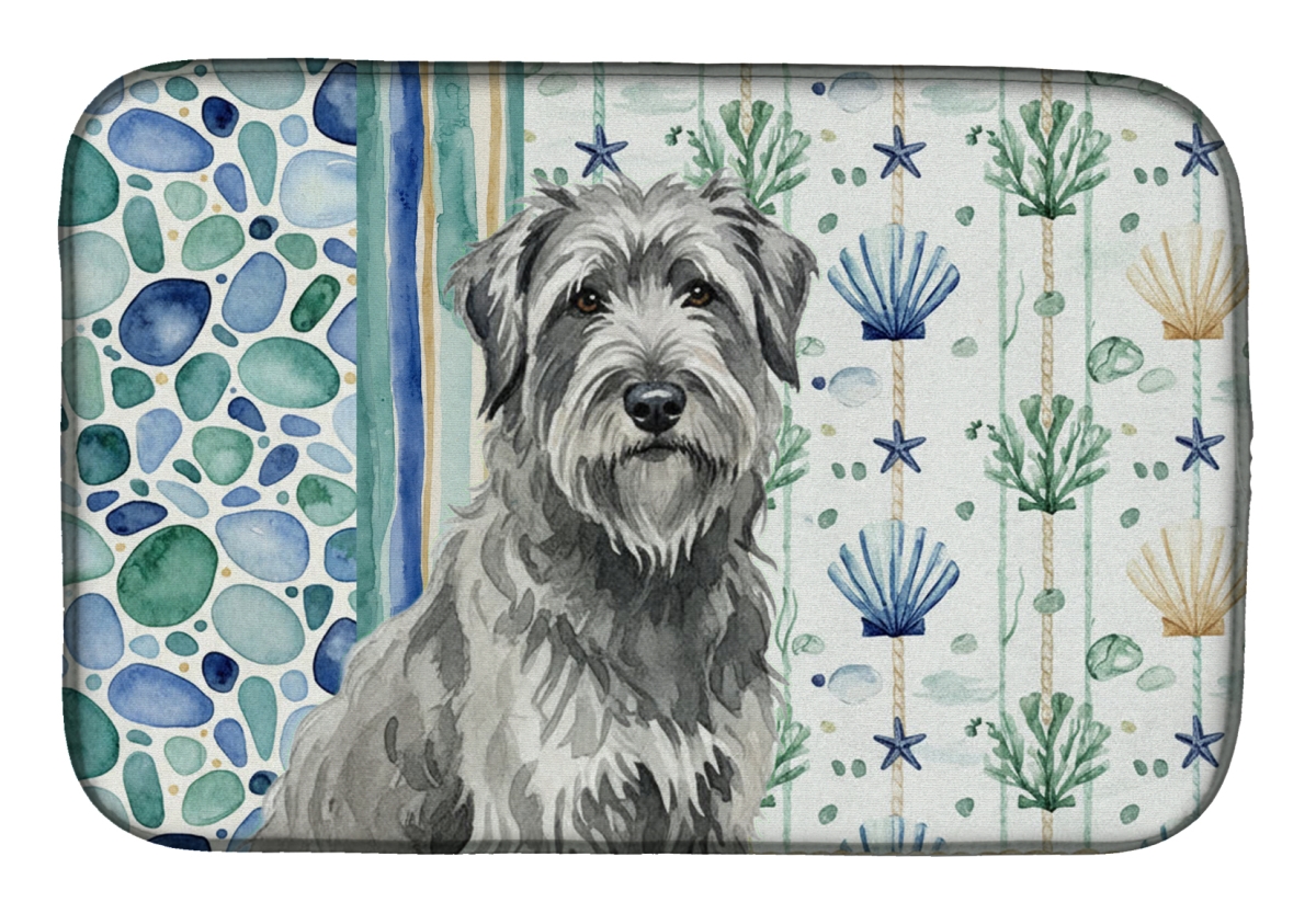 Picture of Carolines Treasures WDK6941DDM 21 x 14 in. Gray Briard Coastal Sea Glass Dish Drying Mat