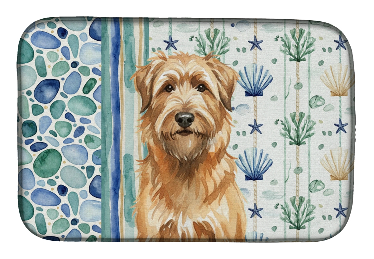 Picture of Carolines Treasures WDK6942DDM 21 x 14 in. Tawny Briard Coastal Sea Glass Dish Drying Mat