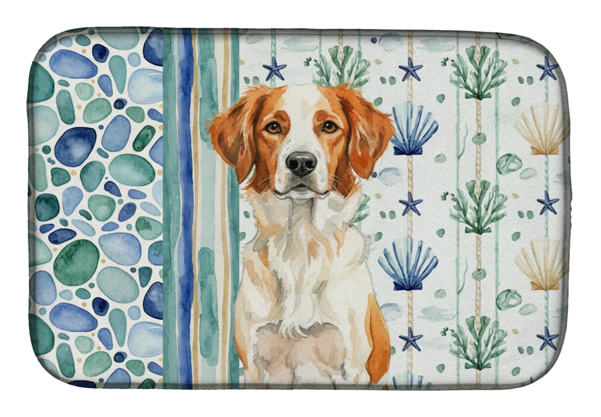 Picture of Carolines Treasures WDK6944DDM 21 x 14 in. Orange & White Brittany Coastal Sea Glass Dish Drying Mat