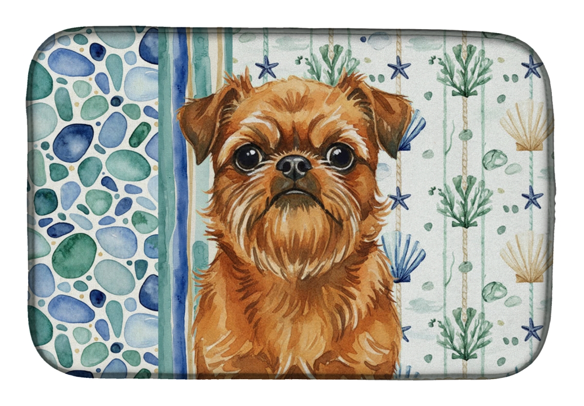 Picture of Carolines Treasures WDK6946DDM 21 x 14 in. Belge Brussels Griffon Coastal Sea Glass Dish Drying Mat