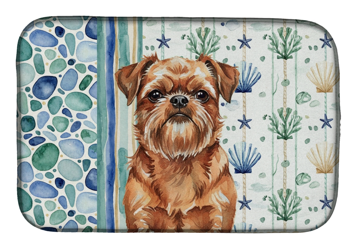 Picture of Carolines Treasures WDK6948DDM 21 x 14 in. Red Brussels Griffon Coastal Sea Glass Dish Drying Mat