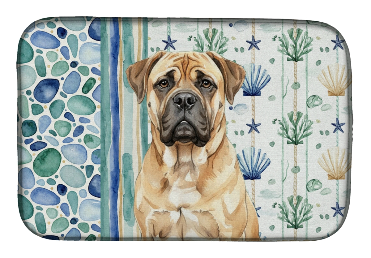 Picture of Carolines Treasures WDK6953DDM 21 x 14 in. Bullmastiff Coastal Sea Glass Dish Drying Mat