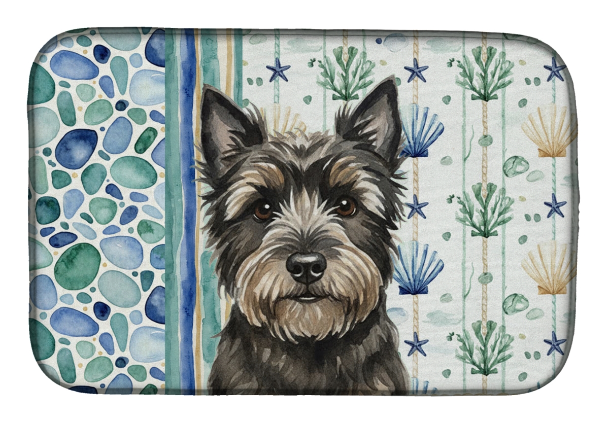 Picture of Carolines Treasures WDK6955DDM 21 x 14 in. Black Cairn Terrier Coastal Sea Glass Dish Drying Mat