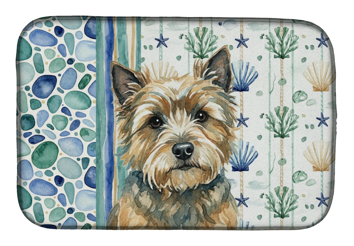 Picture of Carolines Treasures WDK6956DDM 21 x 14 in. Cairn Terrier Coastal Sea Glass Dish Drying Mat