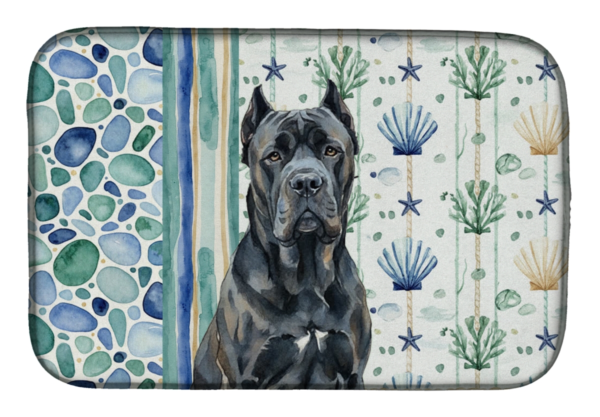 Picture of Carolines Treasures WDK6957DDM 21 x 14 in. Cane Corso Coastal Sea Glass Dish Drying Mat