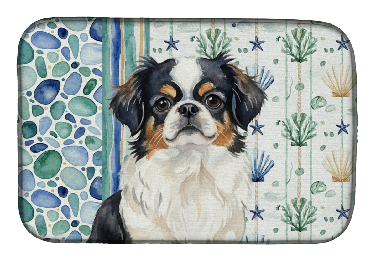 Picture of Carolines Treasures WDK7087DDM 21 x 14 in. Tricolor Japanese Chin Coastal Sea Glass Dish Drying Mat