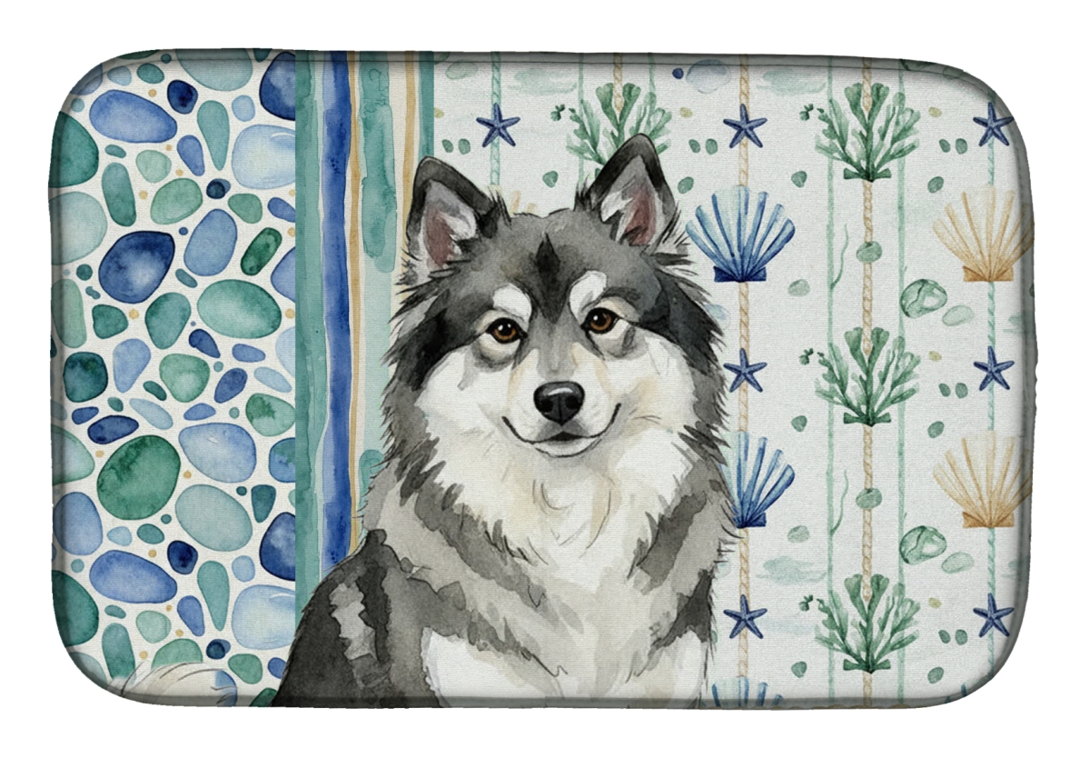 Picture of Carolines Treasures WDK7088DDM 21 x 14 in. Keeshond Coastal Sea Glass Dish Drying Mat