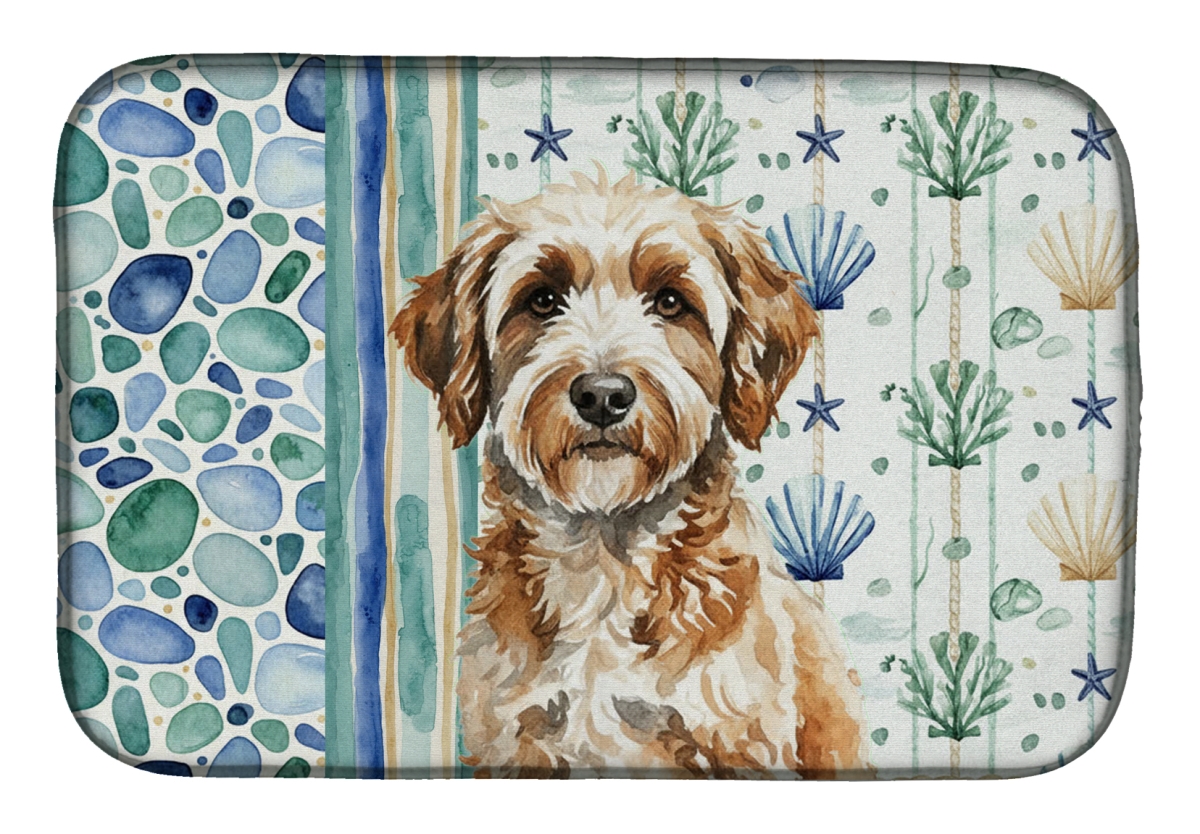 Picture of Carolines Treasures WDK7095DDM 21 x 14 in. Lagotto Romagnolo Coastal Sea Glass Dish Drying Mat