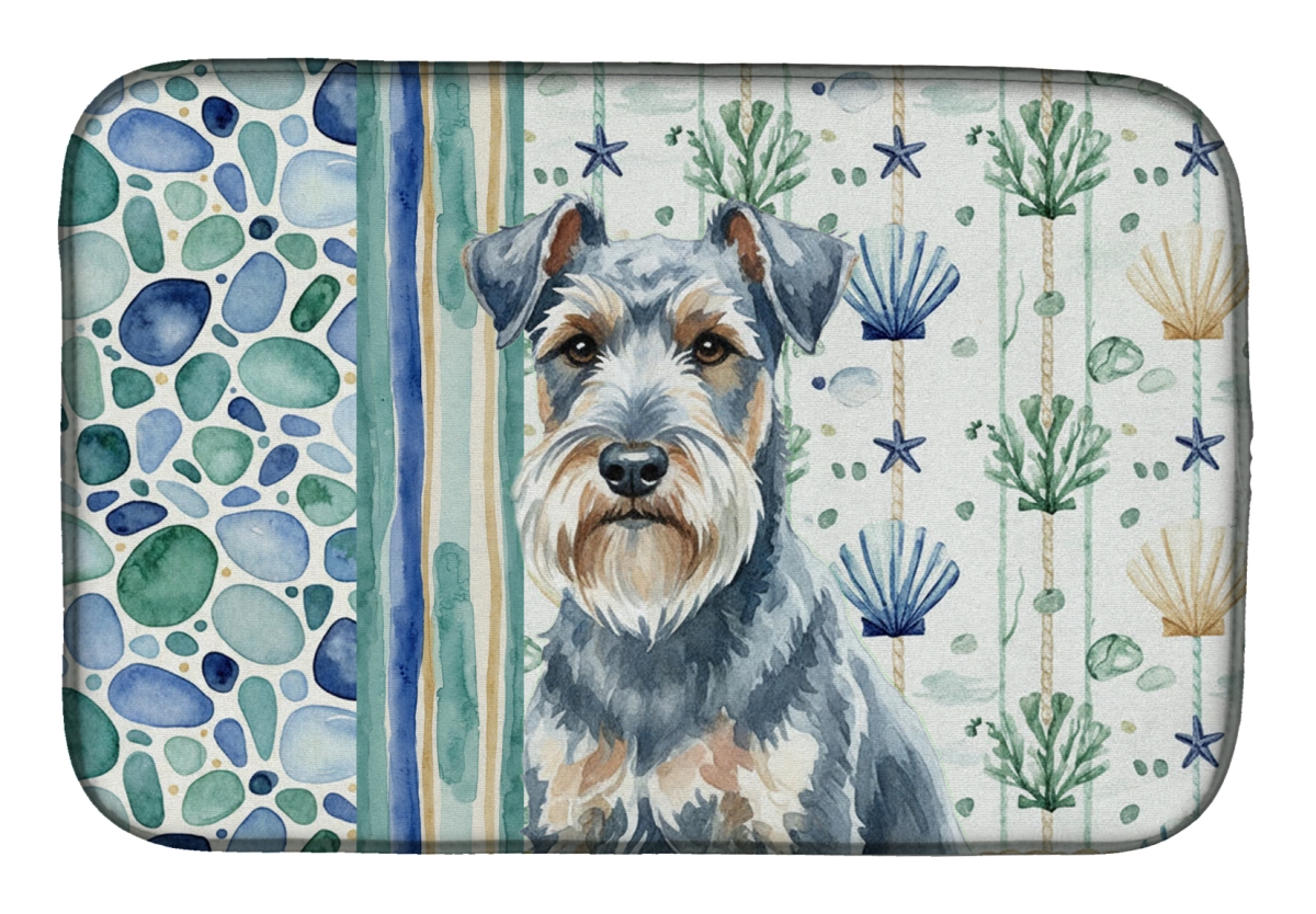 Picture of Carolines Treasures WDK7097DDM 21 x 14 in. Blue Lakeland Terrier Coastal Sea Glass Dish Drying Mat