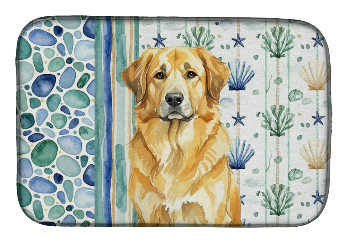 Picture of Carolines Treasures WDK7098DDM 21 x 14 in. Lion Yellow Leonberger Coastal Sea Glass Dish Drying Mat