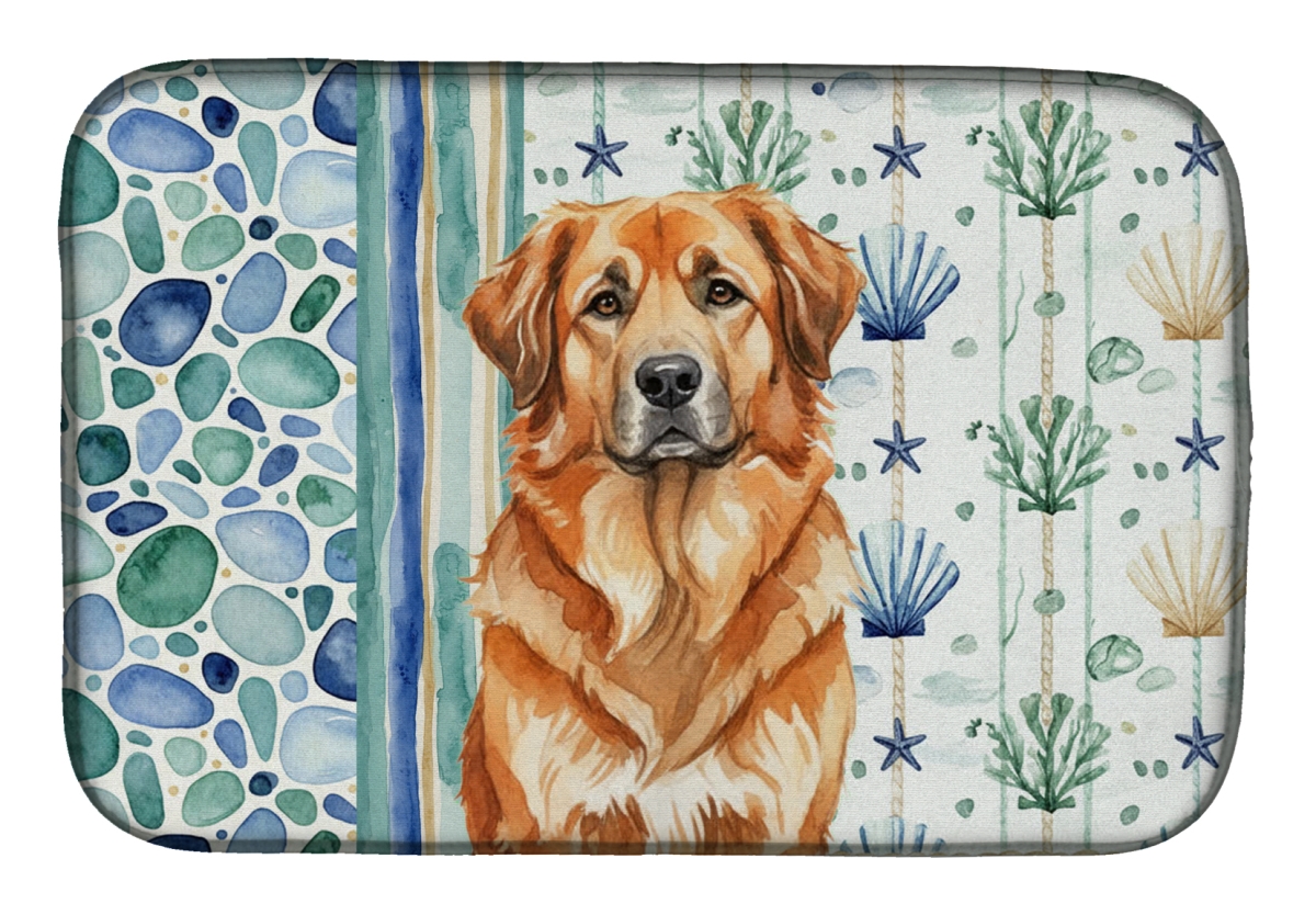 Picture of Carolines Treasures WDK7099DDM 21 x 14 in. Red Leonberger Coastal Sea Glass Dish Drying Mat