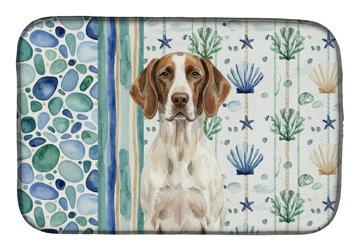 Picture of Carolines Treasures WDK7155DDM 21 x 14 in. Liver & White Pointer Coastal Sea Glass Dish Drying Mat