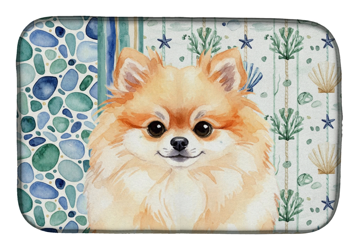 Picture of Carolines Treasures WDK7161DDM 21 x 14 in. Pomeranian Coastal Sea Glass Dish Drying Mat