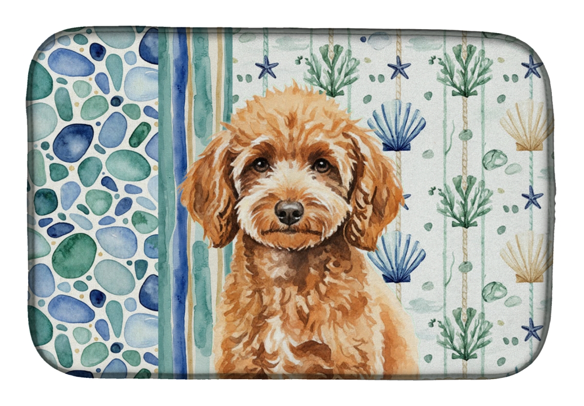 Picture of Carolines Treasures WDK7163DDM 21 x 14 in. Miniature Apricot Poodle Coastal Sea Glass Dish Drying Mat