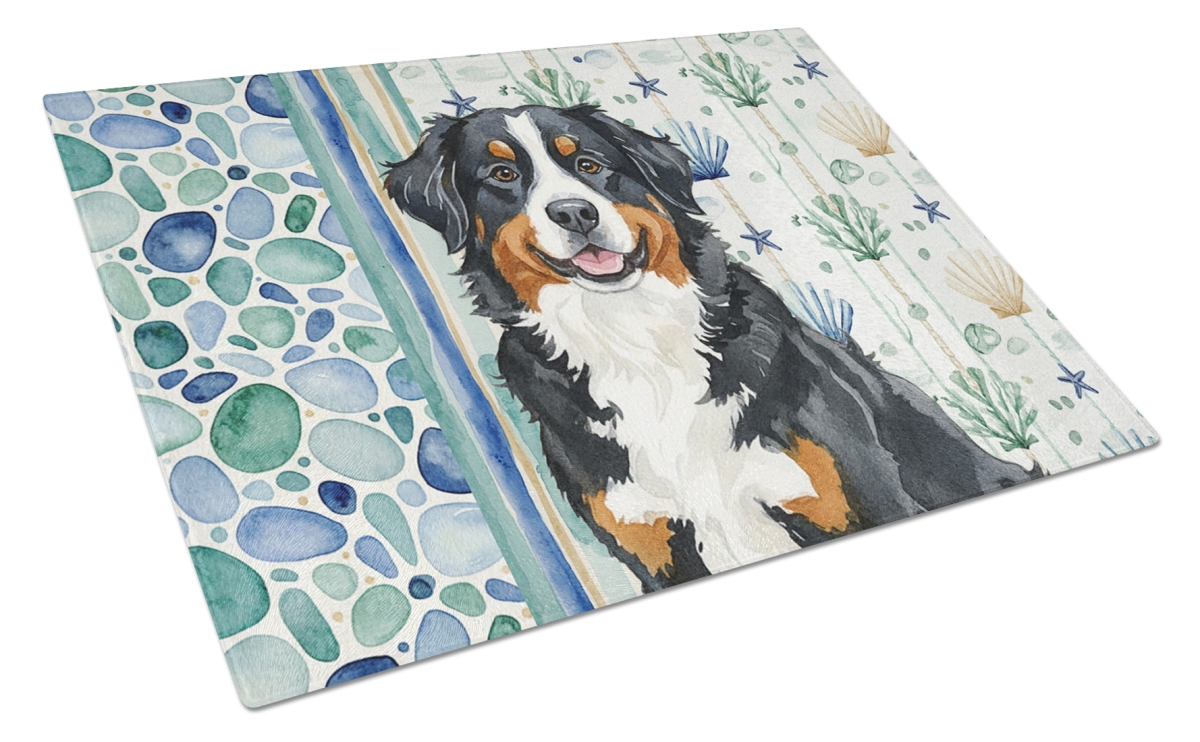 WDK6913LCB 11.25 x 15.25 in. Bernese Mountain Dog Coastal Sea Glass Cutting Board
