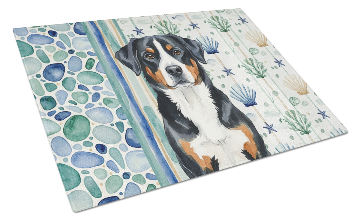WDK7059LCB 11.25 x 15.25 in. Greater Swiss Mountain Dog Coastal Sea Glass Cutting Board