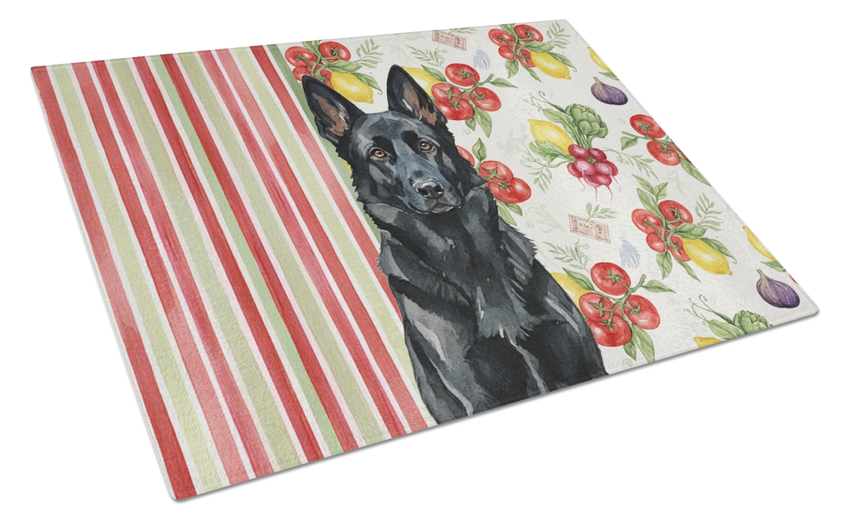 Picture of Carolines Treasures WDK8245LCB 11.25 x 15.25 in. Black German Shepherd Vegetables Glass Cutting Board